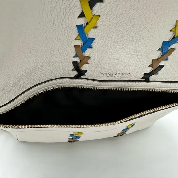 Henri Bendel Soho Backpack with Novelty Strap Pebbled Leather Cream - Picture 12 of 13